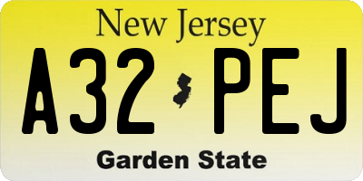 NJ license plate A32PEJ