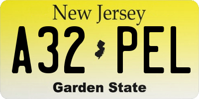NJ license plate A32PEL