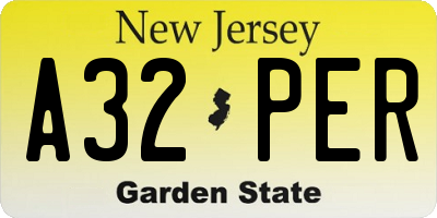 NJ license plate A32PER
