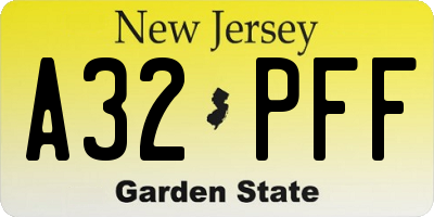 NJ license plate A32PFF