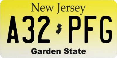 NJ license plate A32PFG