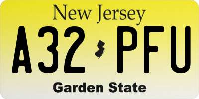 NJ license plate A32PFU