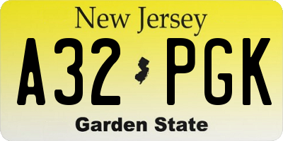 NJ license plate A32PGK