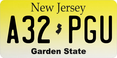 NJ license plate A32PGU