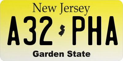 NJ license plate A32PHA