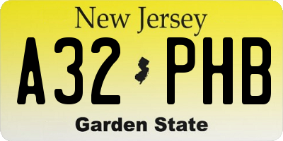 NJ license plate A32PHB