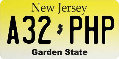 NJ license plate A32PHP