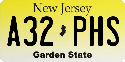 NJ license plate A32PHS