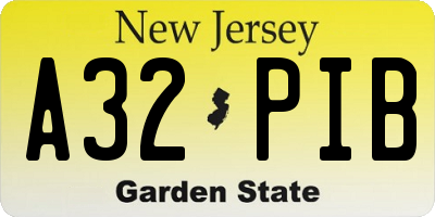 NJ license plate A32PIB