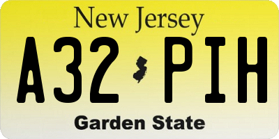 NJ license plate A32PIH