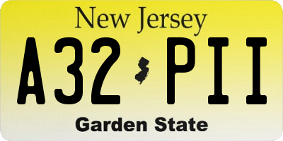 NJ license plate A32PII