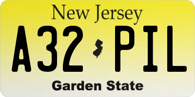 NJ license plate A32PIL