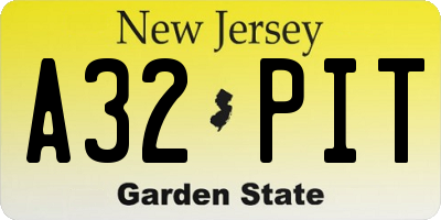 NJ license plate A32PIT