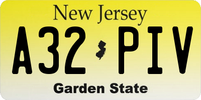 NJ license plate A32PIV