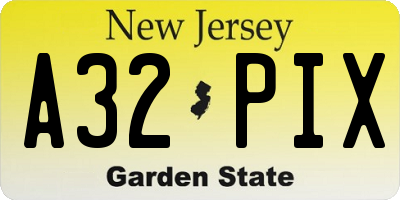 NJ license plate A32PIX