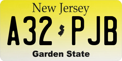 NJ license plate A32PJB