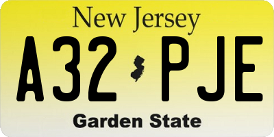 NJ license plate A32PJE