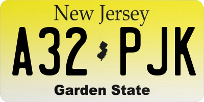 NJ license plate A32PJK