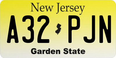 NJ license plate A32PJN