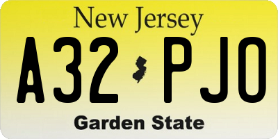 NJ license plate A32PJO