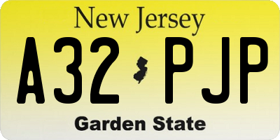 NJ license plate A32PJP