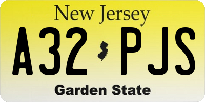 NJ license plate A32PJS