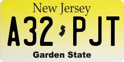 NJ license plate A32PJT