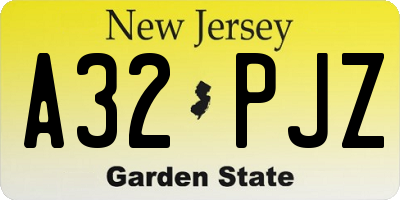 NJ license plate A32PJZ
