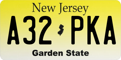NJ license plate A32PKA