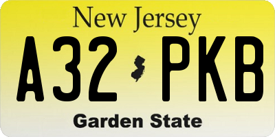 NJ license plate A32PKB