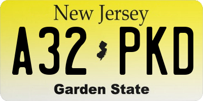 NJ license plate A32PKD