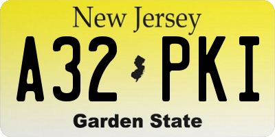 NJ license plate A32PKI