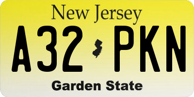 NJ license plate A32PKN