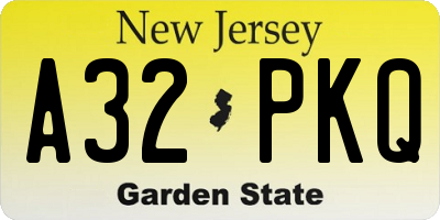 NJ license plate A32PKQ