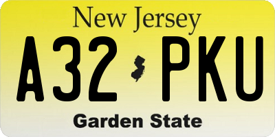 NJ license plate A32PKU