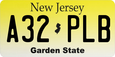 NJ license plate A32PLB