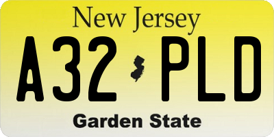 NJ license plate A32PLD