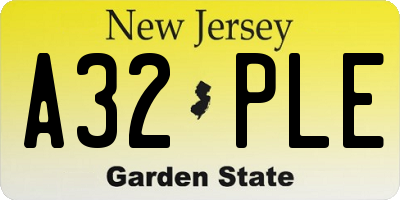 NJ license plate A32PLE