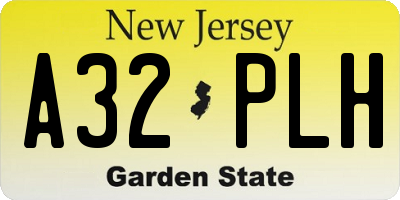 NJ license plate A32PLH