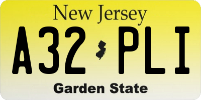 NJ license plate A32PLI