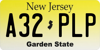 NJ license plate A32PLP
