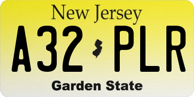 NJ license plate A32PLR