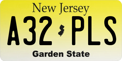 NJ license plate A32PLS
