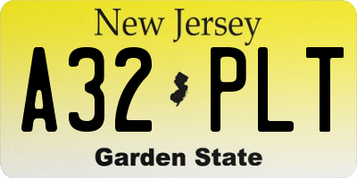 NJ license plate A32PLT