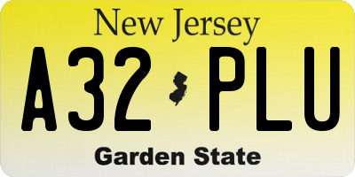 NJ license plate A32PLU