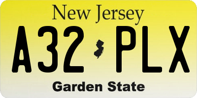 NJ license plate A32PLX