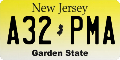 NJ license plate A32PMA