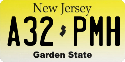 NJ license plate A32PMH