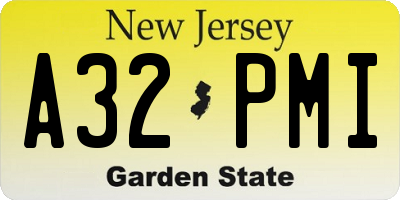 NJ license plate A32PMI