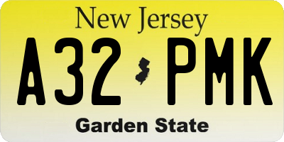 NJ license plate A32PMK
